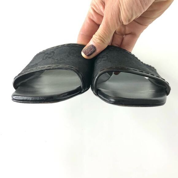 Gucci Retro Vintage Monogram Low Heel Slip On Mules Sandals 6.5 - Picture 7 of 12
